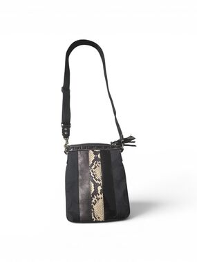 Coach Black Crossbody Bag with Snake-Print Accent